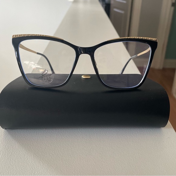 New”blue light”cat eye glasses with case.Stainless steel frame.Color-black/gold. - Picture 4 of 13